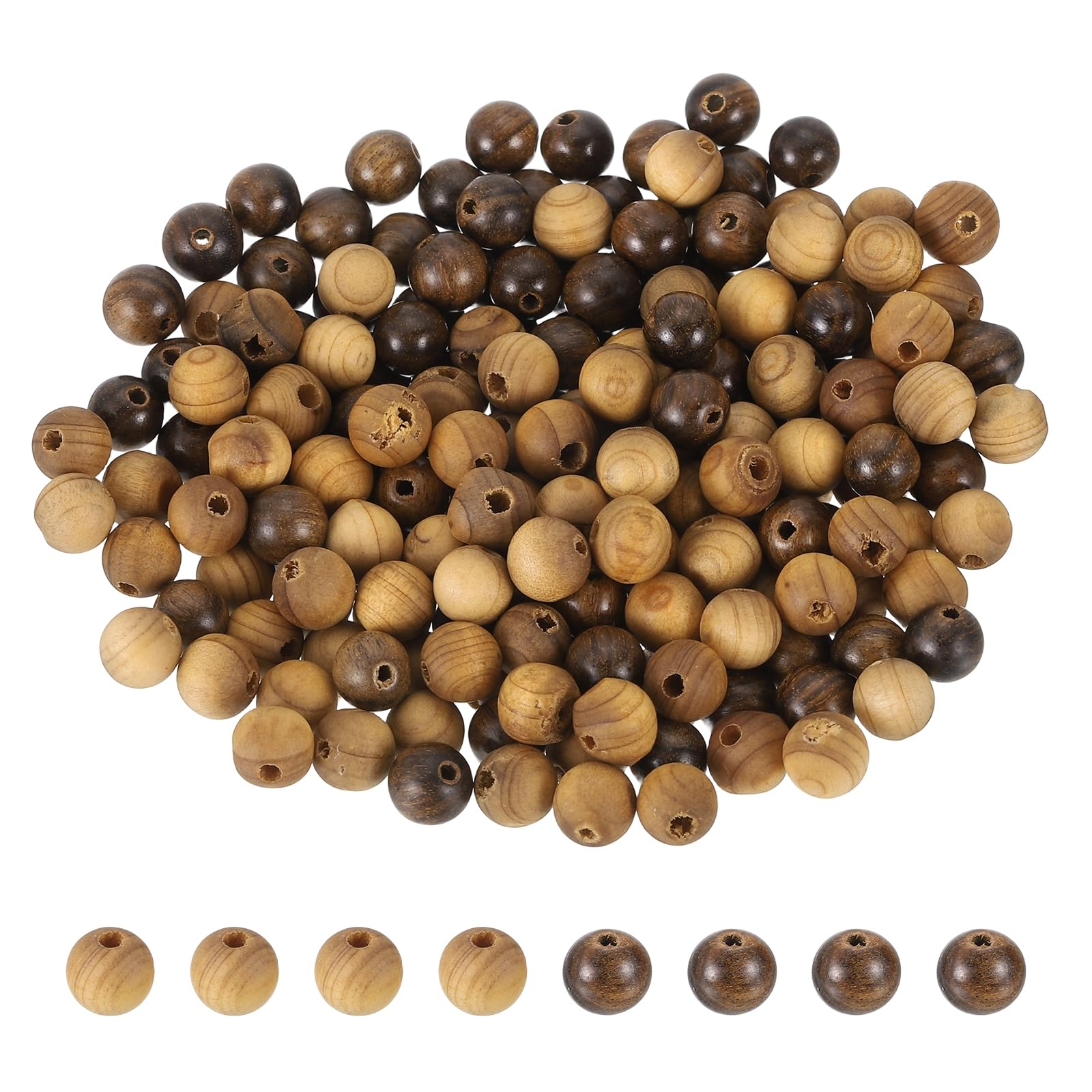 sourcing map 200pcs Round Wooden Beads, 6mm Dia Small Wood Beads for DIY Crafts, Bracelet, Wristlet, Necklace, Jewelry Making, Deep&Light Brown โ image 1
