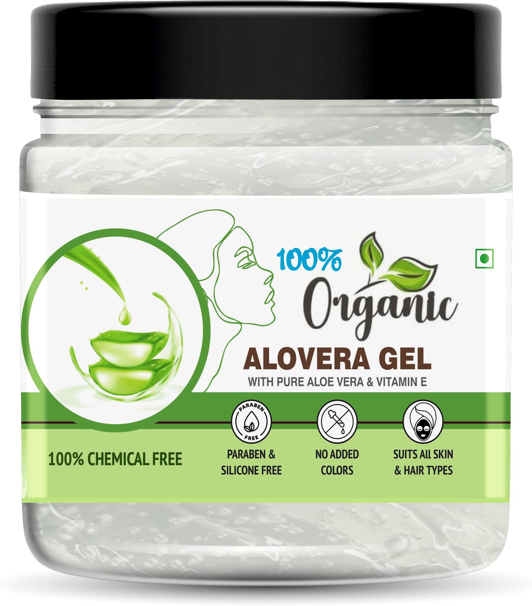 Aloe Vera Gel For Face, with Natural Aloe Vera & Vitamin E for Skin and Hair - 400g