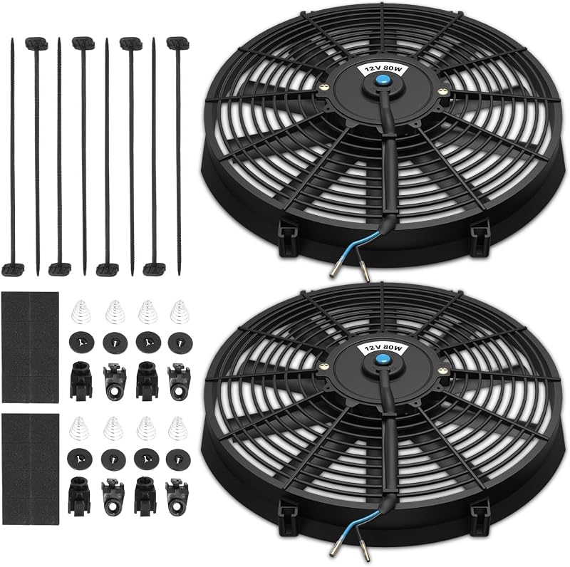 Kit com 2 Ventoinhas Elétricas Slim para Radiador Auto Dynasty 12 V, 16" – 40,64 cm