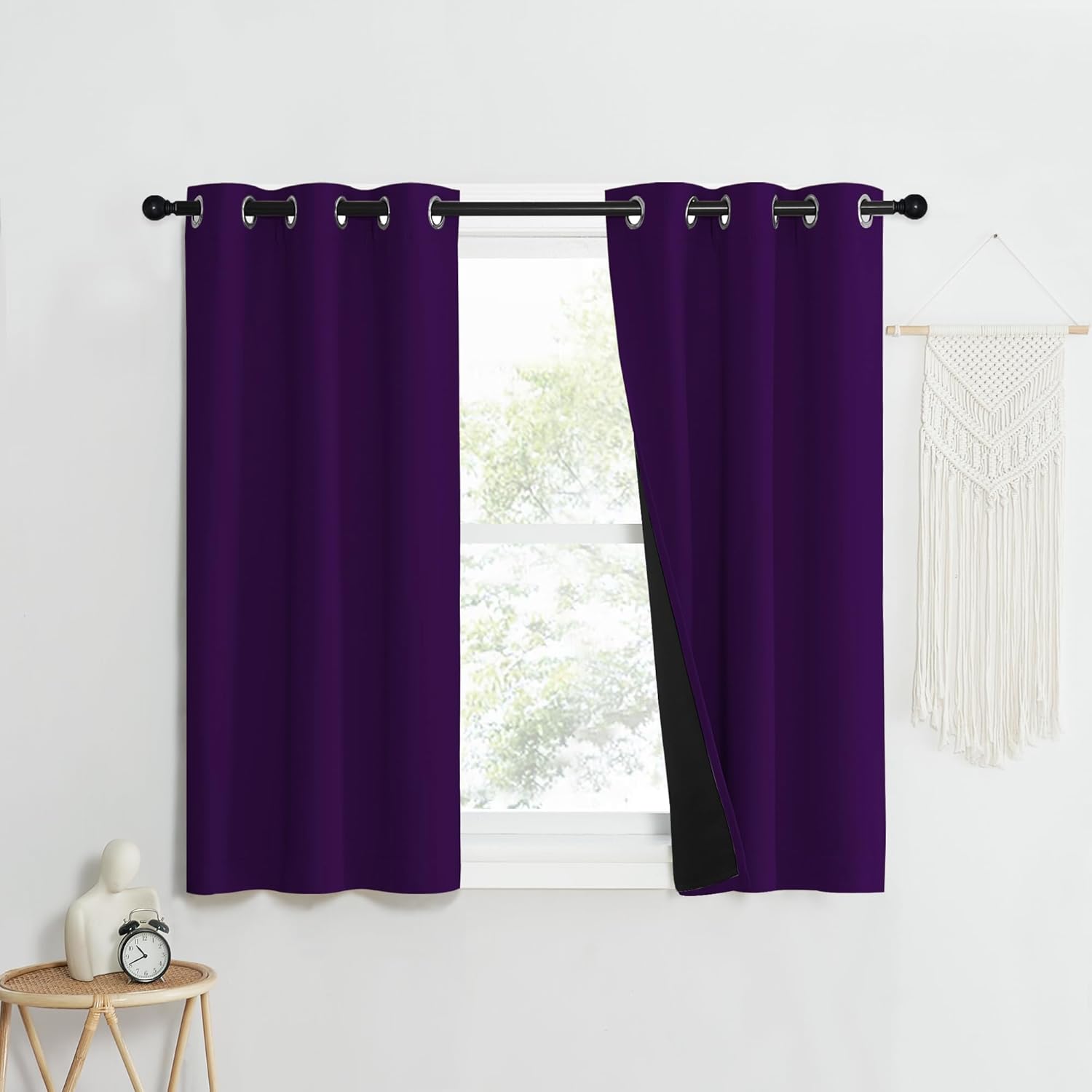 NICETOWN 100% Blackout Curtains, Royal Purple, 2-Pk (37x50) with Liner