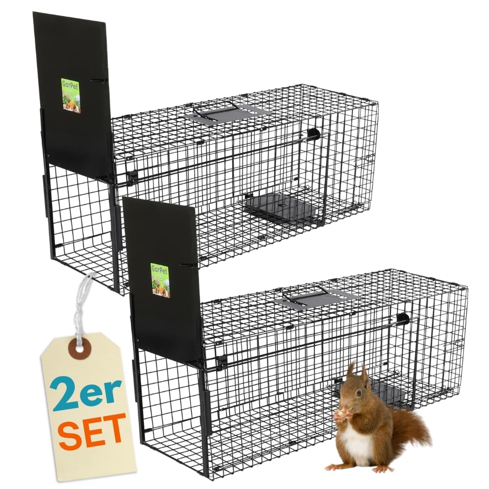 2er Set Fuchsfalle Einzeltür Lebendfalle Marder Waschbärfalle Eichhörnchenfalle Drahtfalle Tierfalle Hasenfalle Wetterfest 80