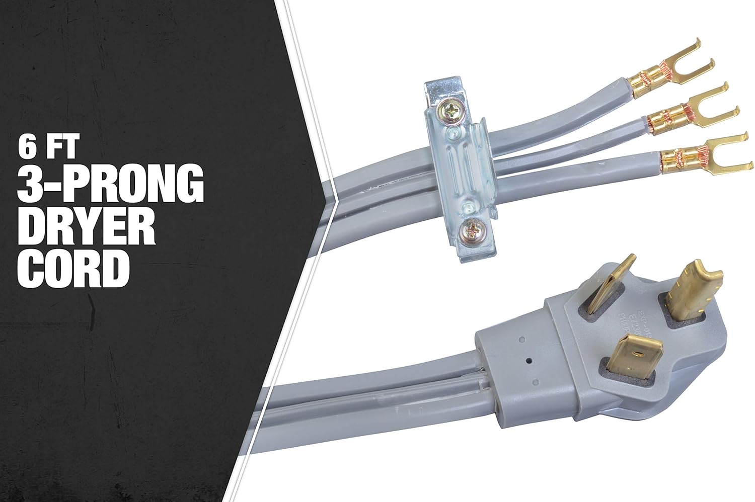 Southwire Dryer Power Cord - Built for Safe & Secure Dryer Connections - 3-Wire Design - Flat Right Angle Plug - Copper Conductors - 30 Amp - 6 Foot