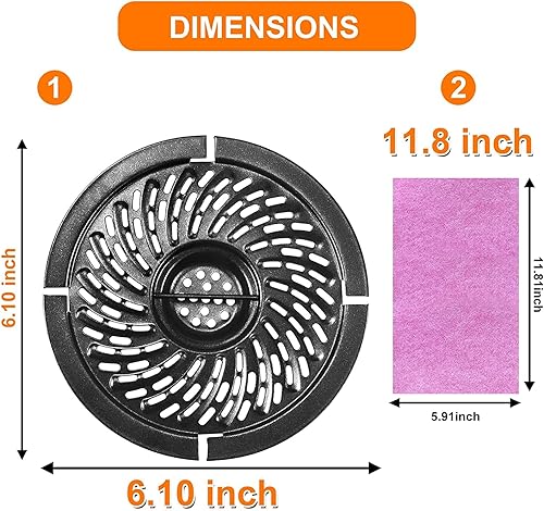 Miniatura 2 de Piezas de repuesto para freidora de aire, placa redonda de 2 cuartos de galón con parachoques de goma, estante antiadherente para freidora de aire