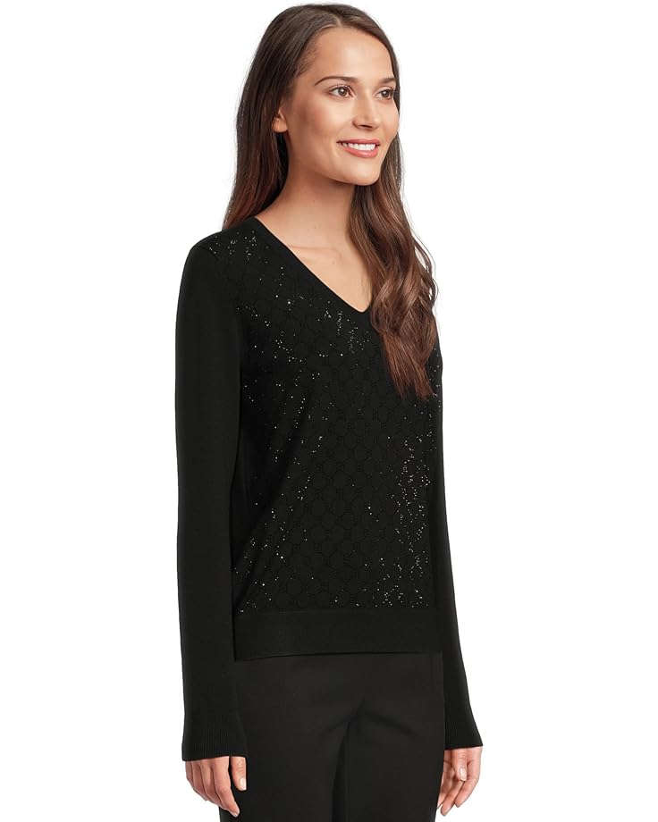 Elliott Lauren Pop Top - Long Sleeve V-Neck Sweater with Crystals detail - #2 of 5