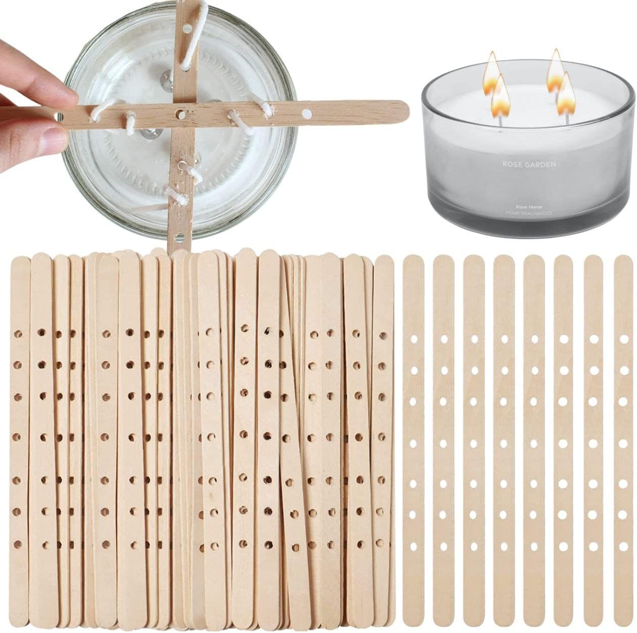 YARRD 100PCS Candle Wick Holders for Candle Making 7 Inch Candle Wick Holder 7 Holes Wick Centering Tool for Candle Making Wick Setter
