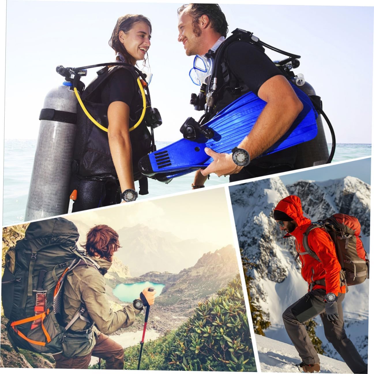 HEMOTON Mini Waterproof Wristband Compass Outdoor Navigation Tool with Luminous Dial for Hiking Camping Scuba Diving Black