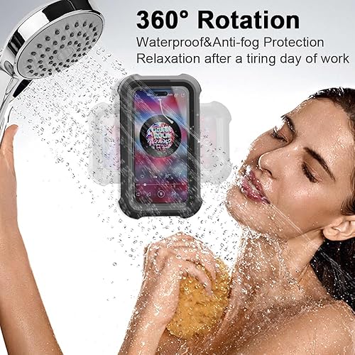 Miniatura 2 de cymtkbr Soporte de teléfono de ducha impermeable, soporte giratorio de 480 para teléfono de pared con pantalla táctil HD Guardian de hasta 7