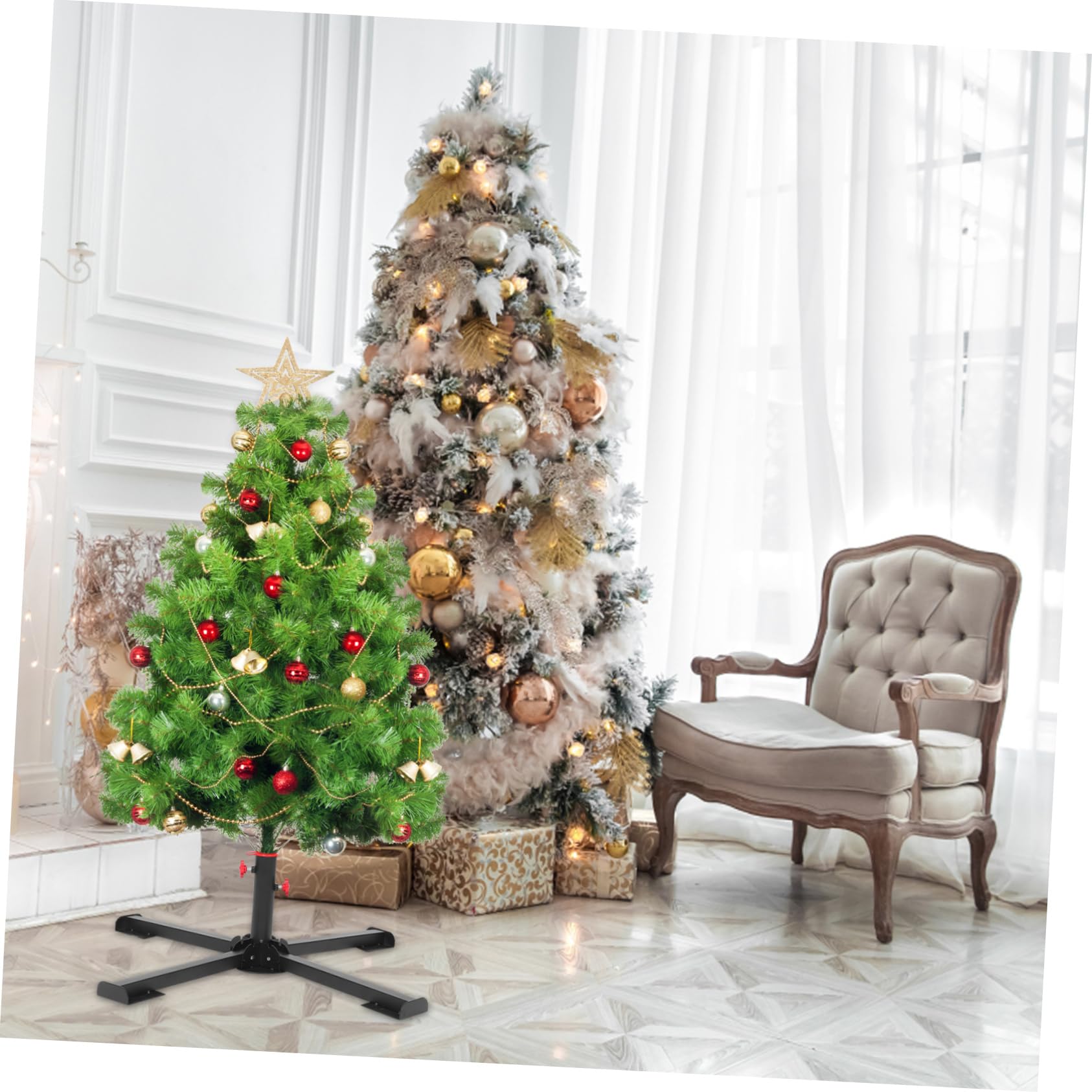 Ciieeo Soporte de Base para Árbol de Navidad Metálico Robusto Compatible Diámetros para Decoración de Interiores y Exteriores Soporte Resistente para Sombrilla de Patio
