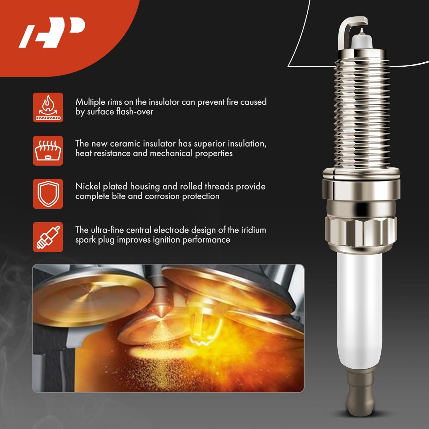 A-Premium (Red) Set of 8 Ignition Coil Pack and Iridium Spark Plugs Compatible with Mini Cooper 2007-2016 1.6L