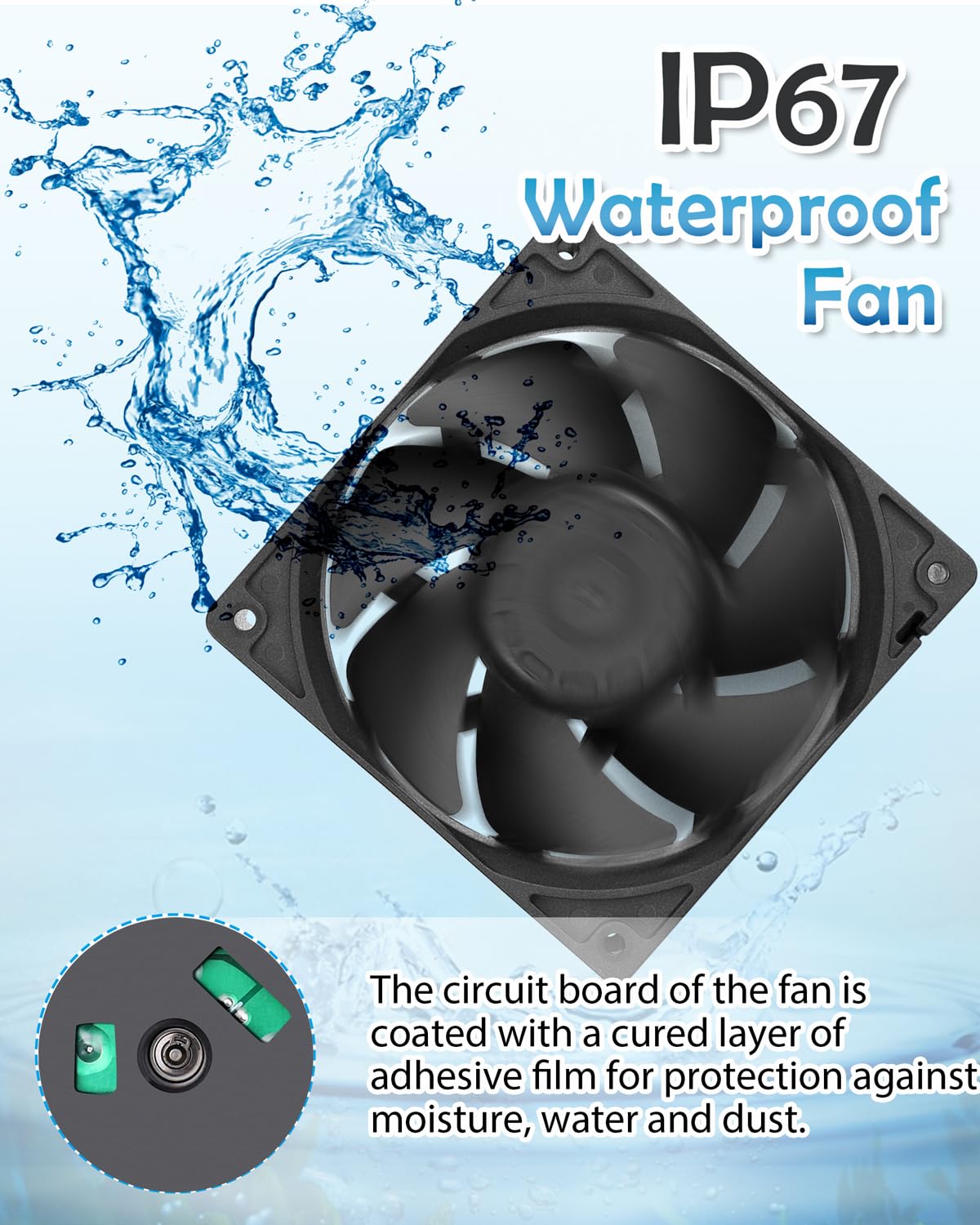 GDSTIME Ventilador IP67 impermeable de 120 mm x 38 mm, 24 V CC, paquete de 2