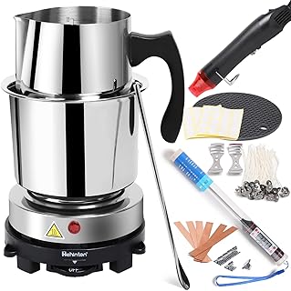 Hehinton Double Boiler Wax Melting Pot, Professional Water Heating Warming Pots for Candle Making, Wax Melter Making Kit for Beginners, DIY Kit with Electric Hot Plate, Heat Gun, Thermometer