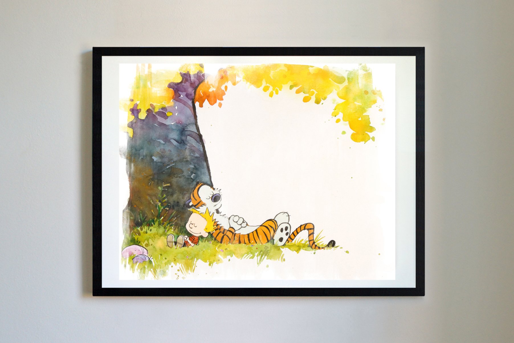 Calvin and Hobbes #16 Watercolor Unique Print Poster Modern Print Decor Water Color (8 x 10)