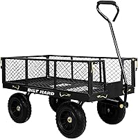 BILT HARD 880 lbs Steel Garden Cart with 10" All-Terrain Tires, 180° Rotating Handle & Removable Sides - 4 Cu Ft Heavy Duty Utility Wagon, Black