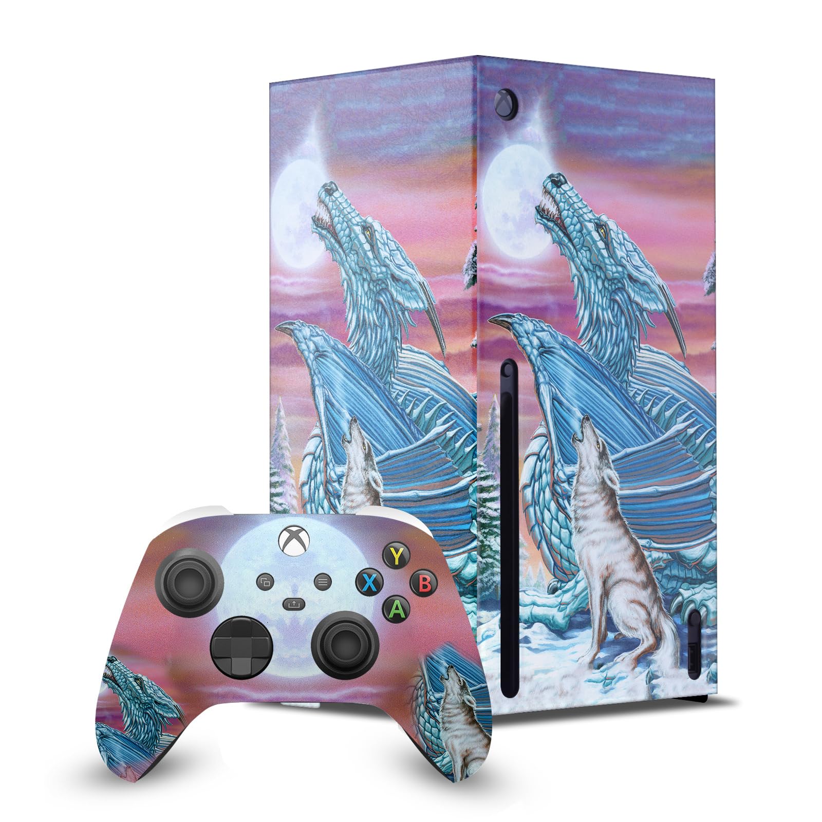 Head Case Designs Sous Licence Officielle Ed Beard Jr Lune De Loup De Chanson De Lune Dragons Enveloppement De Console De Jeu Et Skins Pour Manette De Jeu Ensemble compatible avec Xbox Series X