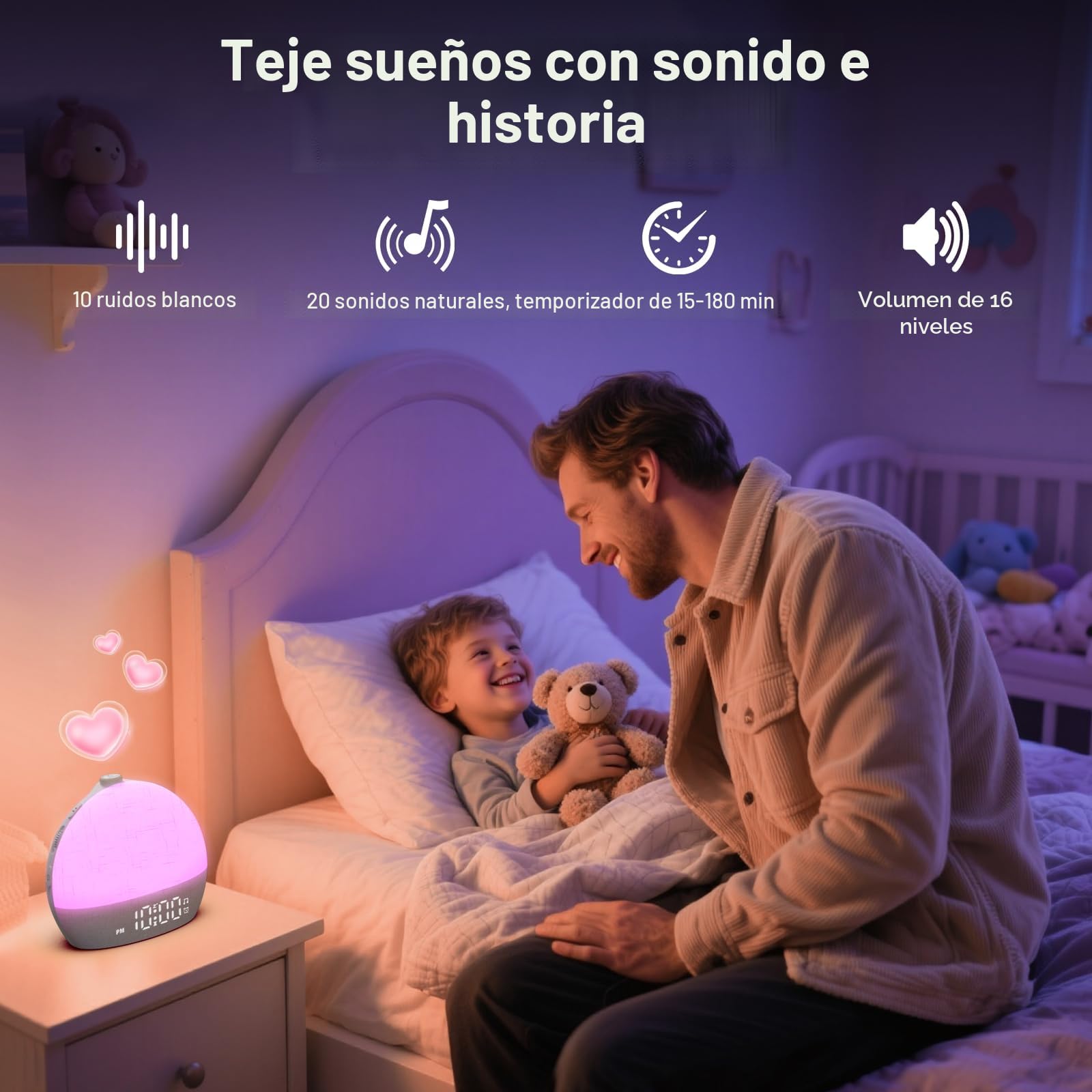 Reloj despertador de luz diurna, despertar suave para personas que duermen profundamente, reloj despertador con luz de amanecer con 30 sonidos naturales y temporizador de sueño, reloj despertador de