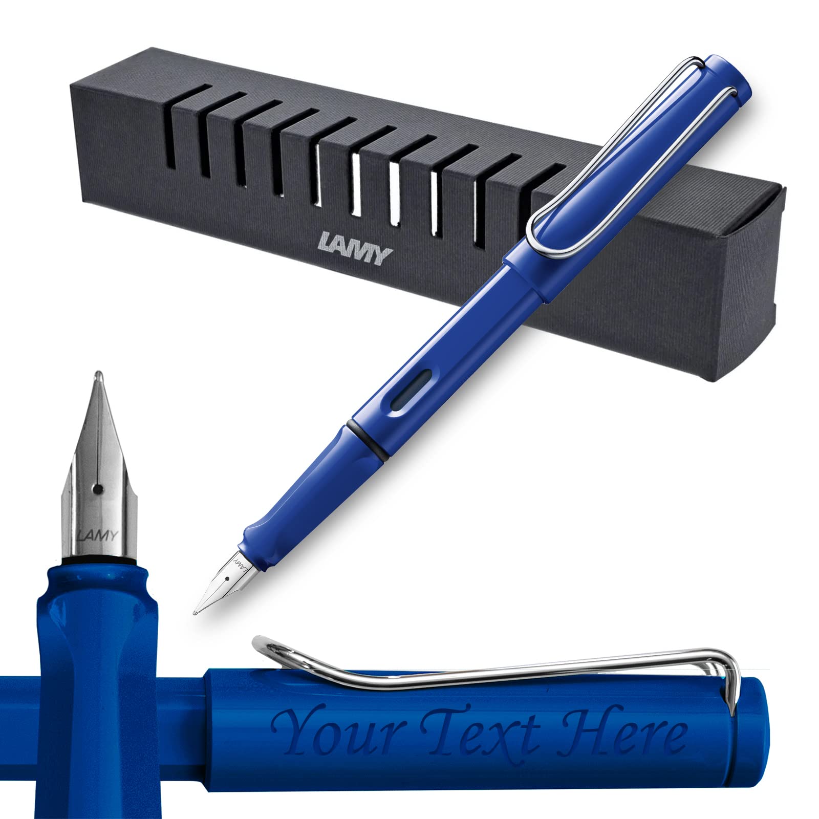 Lamy Safari Blue Fountain pen Engraved perfect for Gifts (Broad nib)