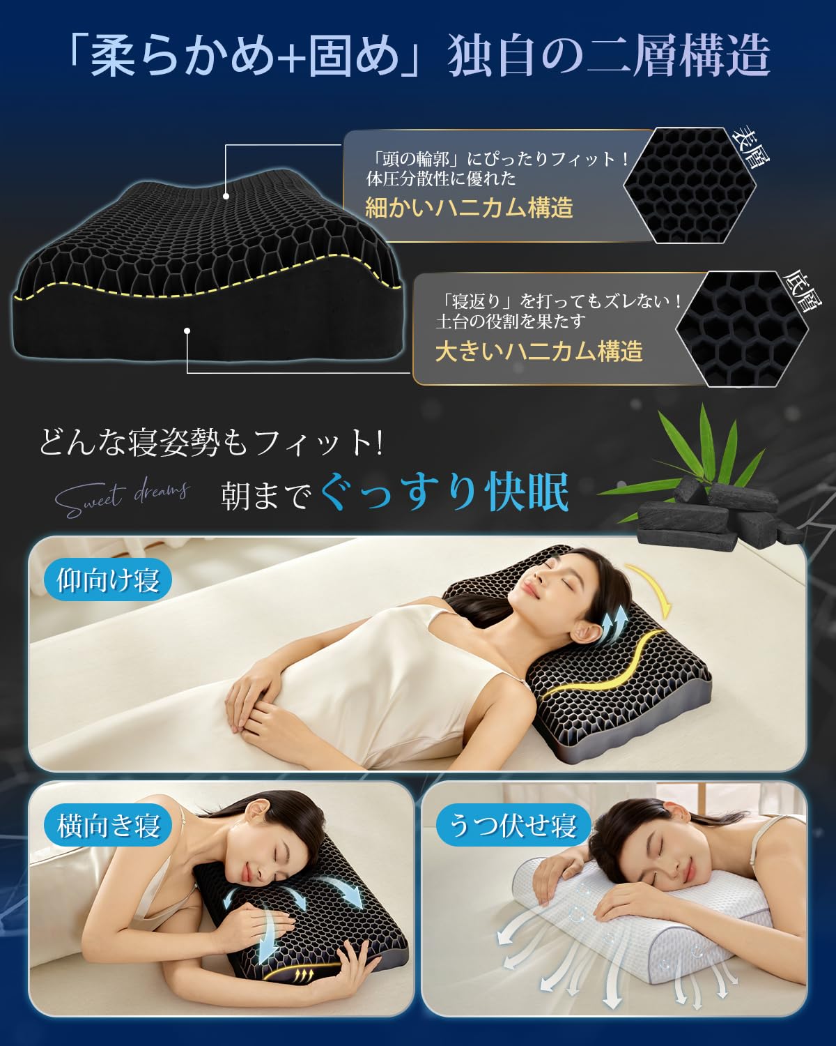 Amazon｜CIROM 枕 まくら 首が痛くならない 【高機能TPE×ハニカム構造