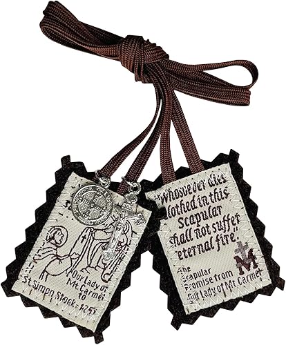 Miniatura 1 de Escapulario marrón, Escapularios Católicos de Nuestra Señora del Monte Carmelo, Escapularios Católicos Collares Religiosos Regalo para Bendición de