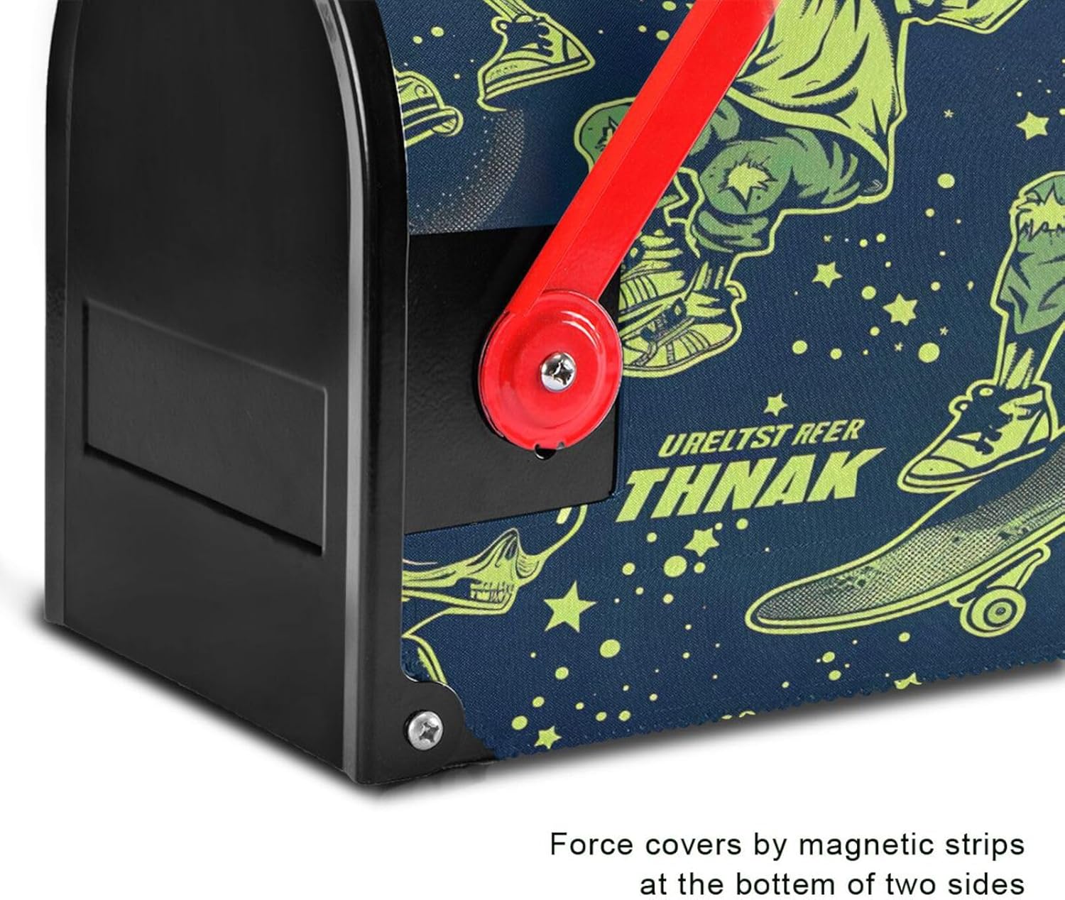 Kigai Cute Aliens Mailbox Cover Oversized 25.5" X 21" Magnetic Mailbox Wraps Decorative Post Letter Box Cover for Outside Garden Yard