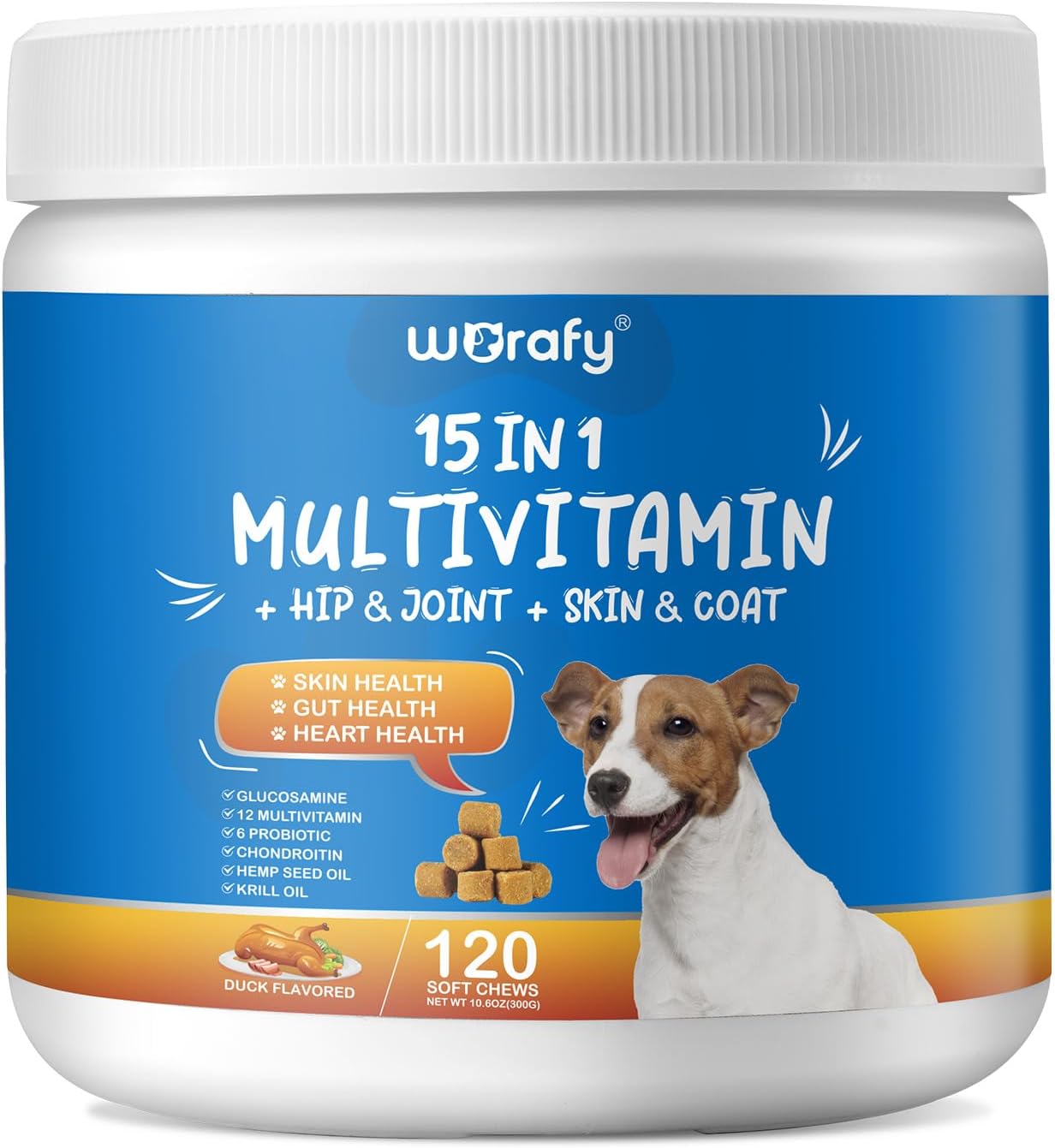 Glucosamine Treats for Dogs 120 Soft Chews Duck Flavor Chondroitin