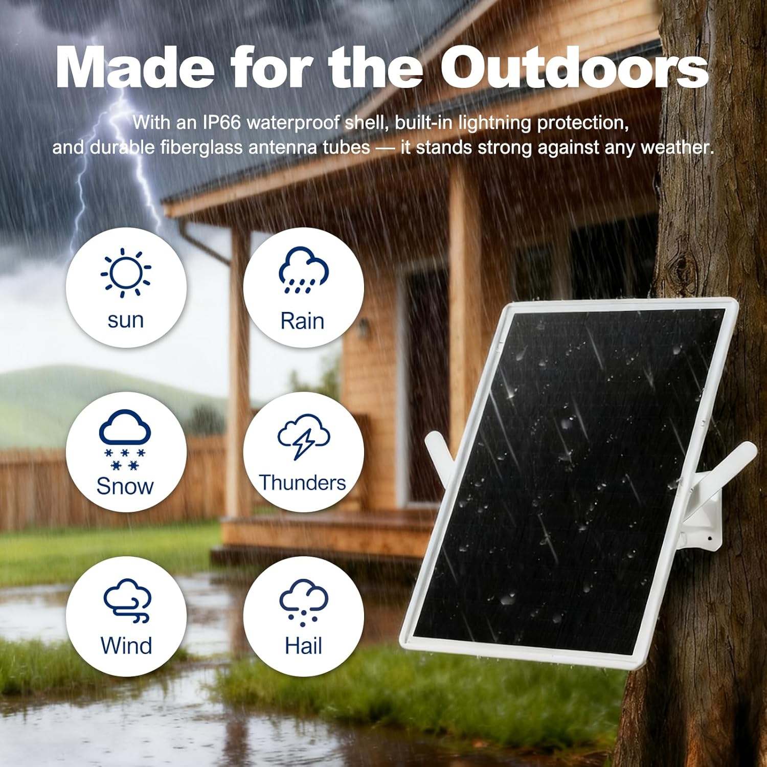 Solar WiFi Repeater, WiFi Extender Signal Booster, WiFi Amplifier, 2.4GHz 300Mbps Cover 200m Range, IP66 Waterproof for Yards, Farm and Outdoor Area