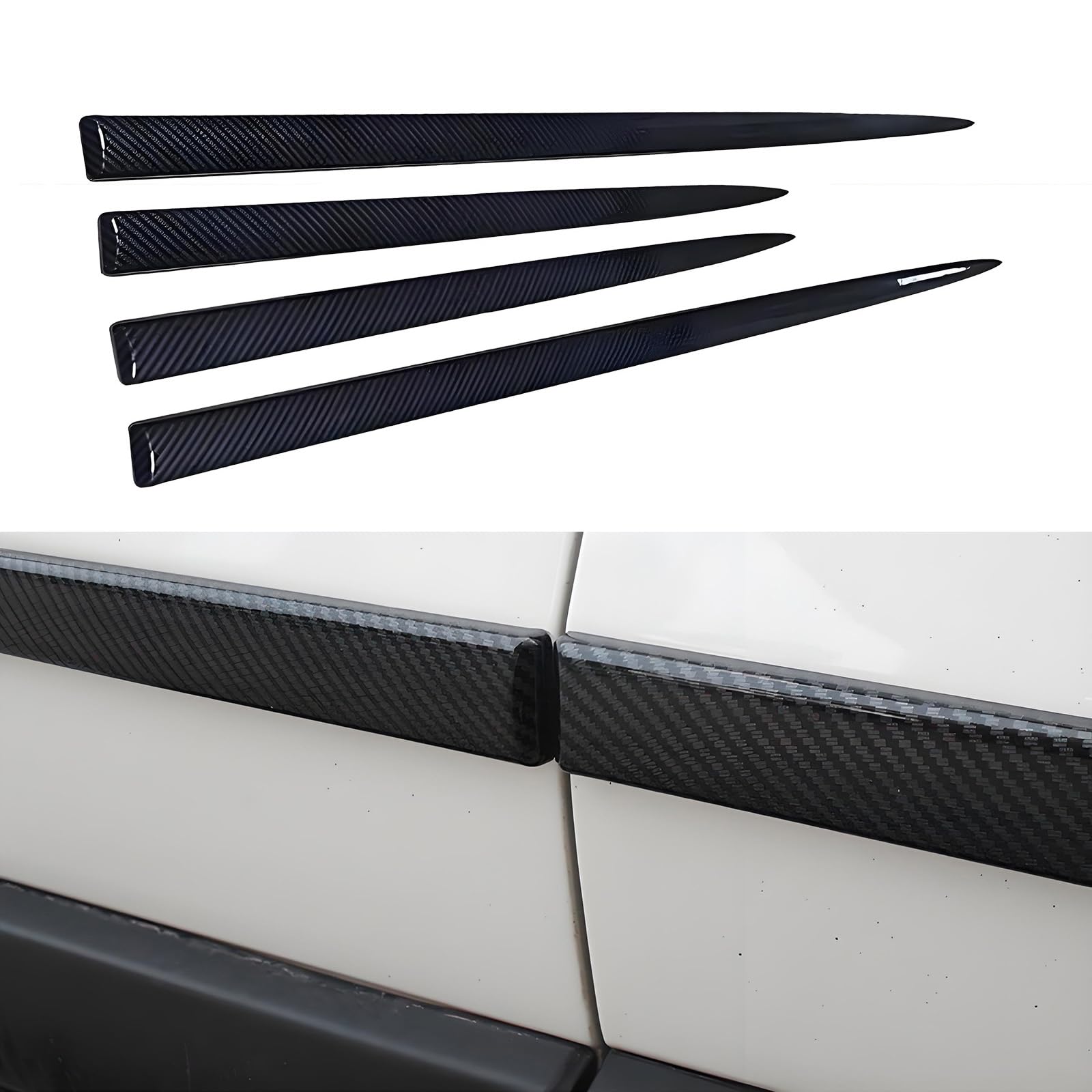 ONEMAJI 4 Pcs Car Door Edge Guard Set for Ford Mondeo Turnier MK5 19-22, Self-Adhesive Anti-Collision Bumper Strips Scratch Resistant Protector Trim, Long- carbon fiber