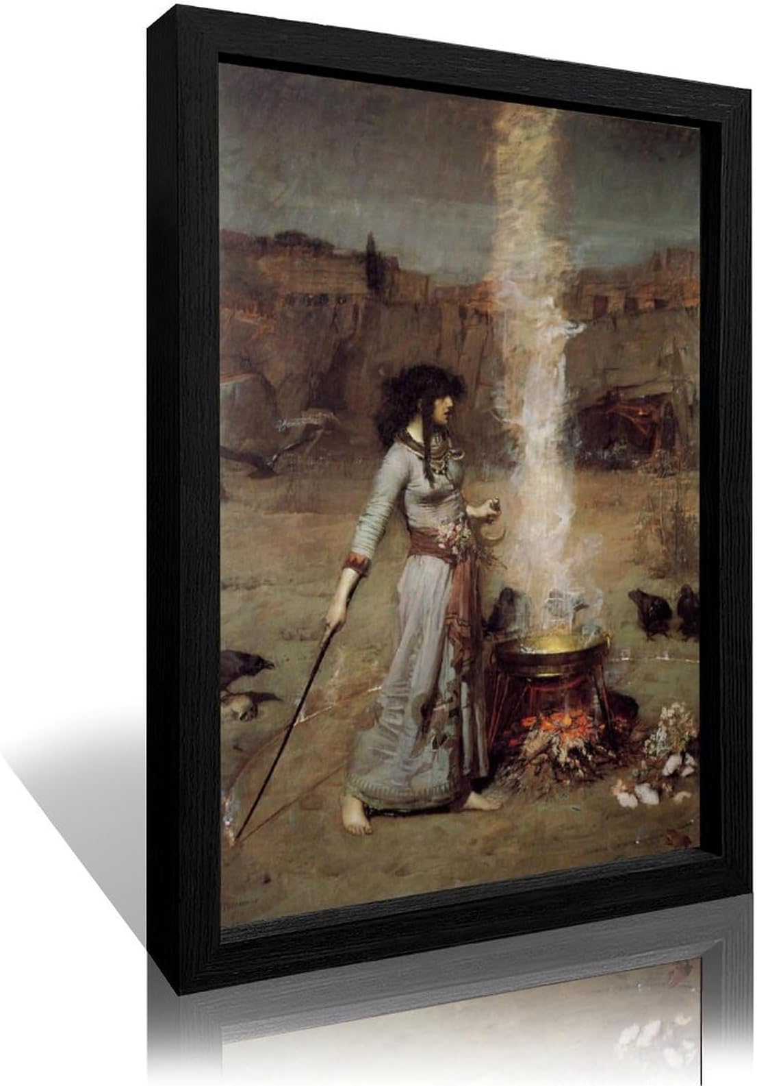 - The Magic Circle John William Waterhouse Canvas Art Poster And Wall Art Picture Print Modern Family Bedroom Decor Posters Wood Black 12x16in