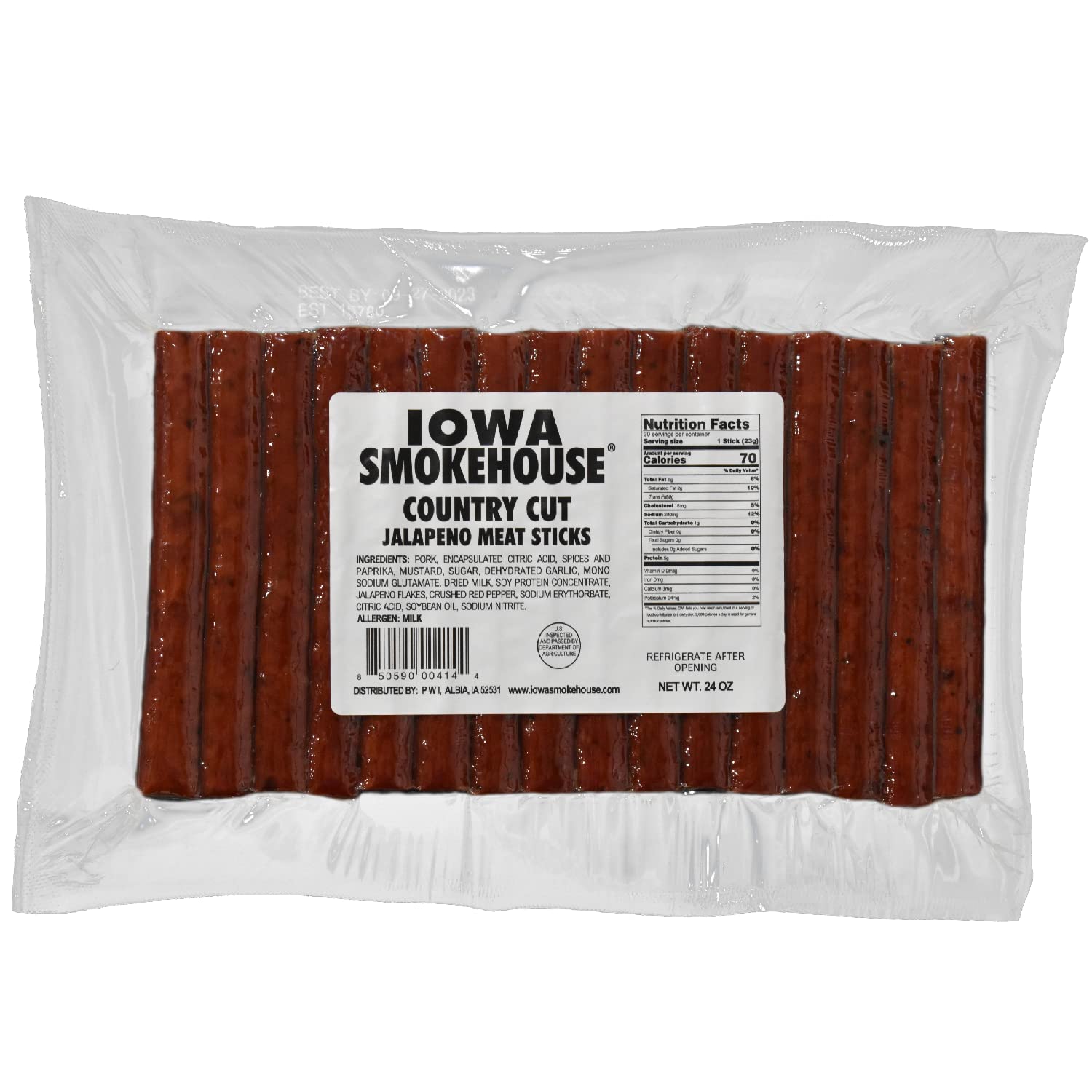 IOWA SMOKEHOUSE Country Cut Meat Sticks, Jalapeno Protein Meat Snack Sealed