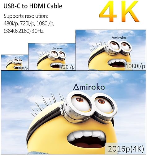 Miniatura 7 de Cable USB C a HDMI de 6 pies, USB 3.1 tipo C (compatible con Thunderbolt 3) a HDMI 4K cable para MacBook Pro 2016, MacBook de 12 pulgadas,