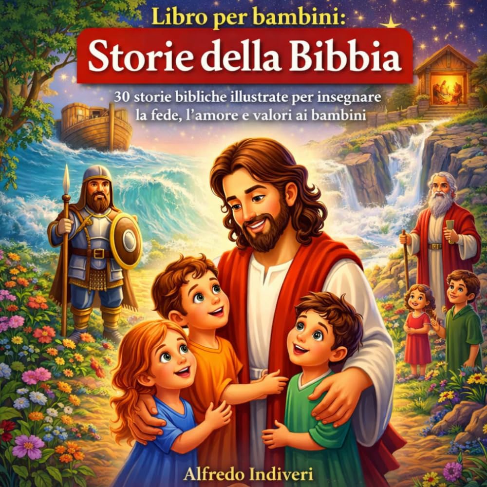 Libro per bambini: Storie della Bibbia: 30 storie bibliche illustrate per insegnare la fede, l'amore e i valori ai bambini