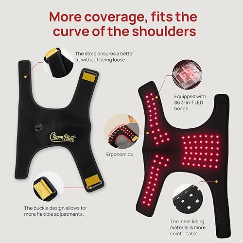 Miniatura 5 de Terapia de luz roja para hombro, almohadilla de terapia de luz infrarroja cercana, correa de terapia de hombro de 660 nm y 850 nm (86 LED),