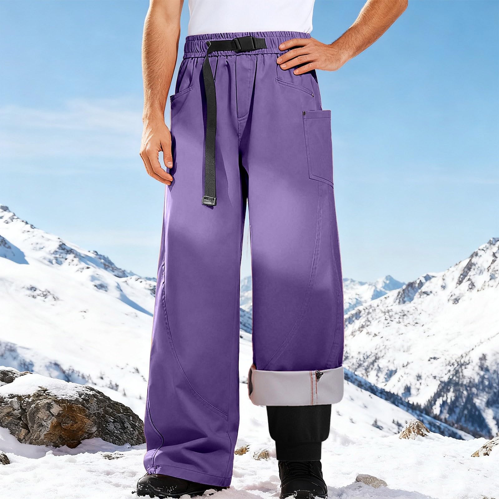 Pantaloni invernali da uomo per attività all'aria aperta, antivento, trapuntati, spessi, in peluche, caldi pantaloni da sci, pantaloni termici per il tempo libero