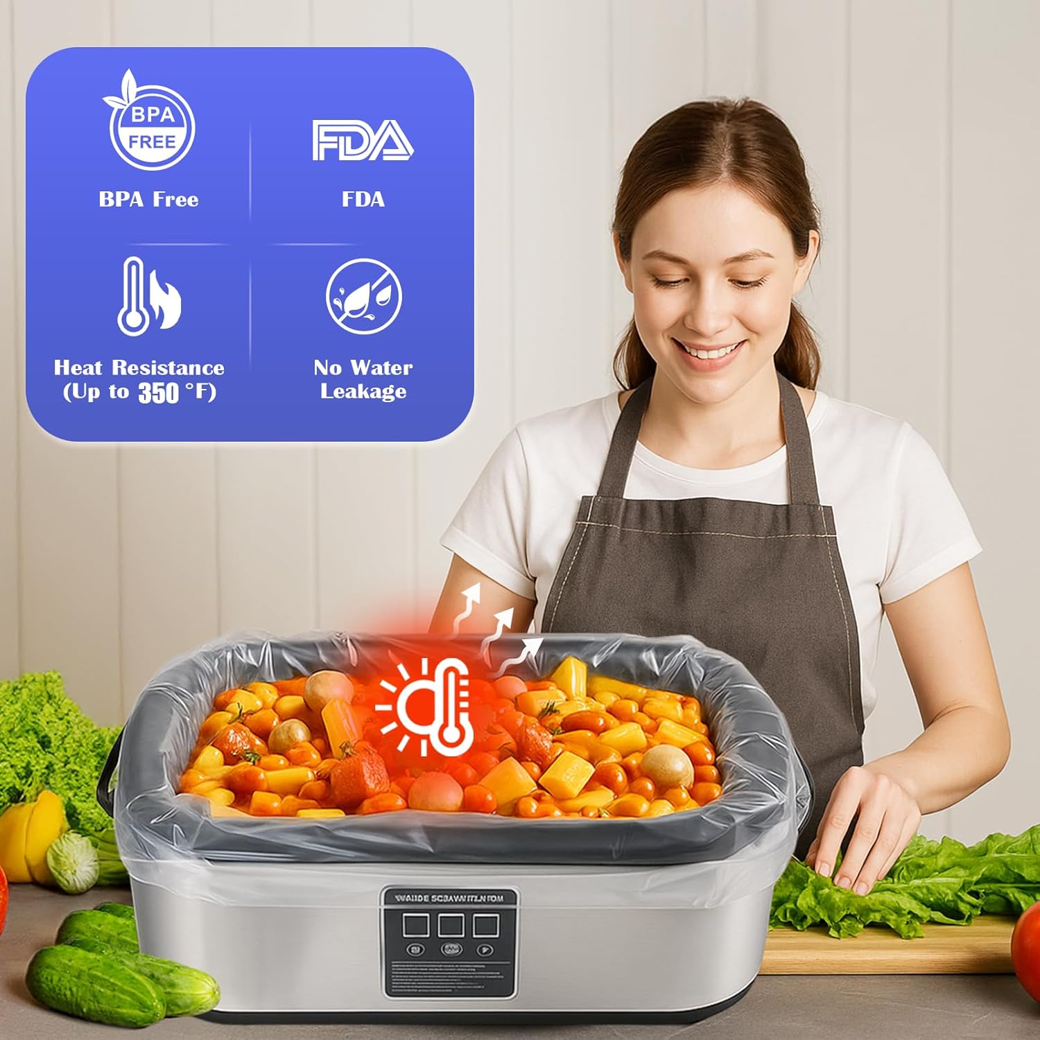 Electric Roaster Liners 34 x 18 Inch Roaster Liners Disposable Fits 16, 18, 22 Quarts Roaster for Electric Roaster for Immediate Cleanup (10 Counts) - Image 4