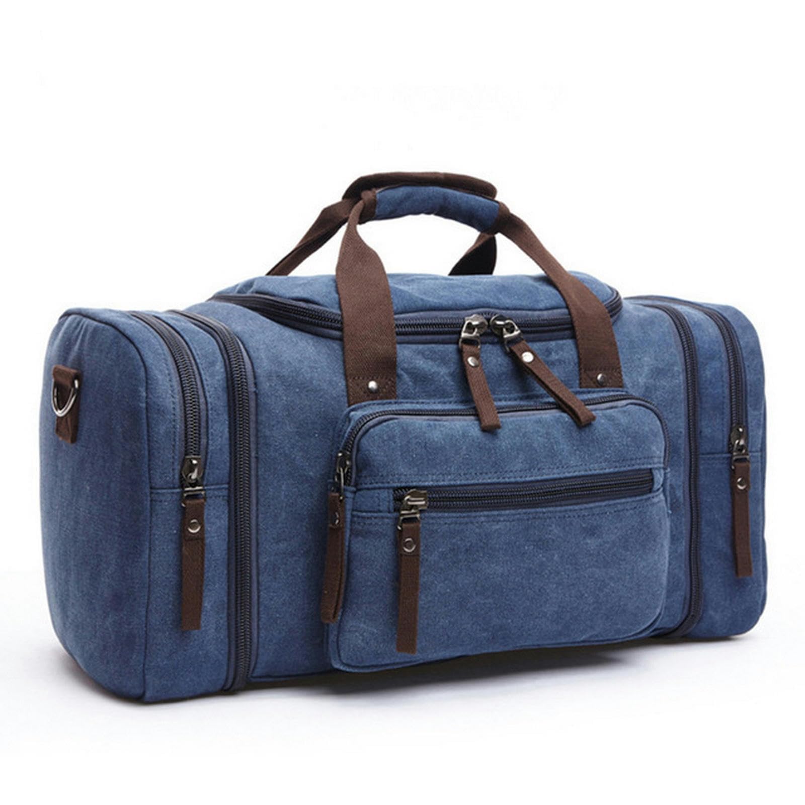 NOGRAX Schulrucksack Leinwand Reisetaschen Große Kapazitäten Tragen Auf Gepäcktaschen Männer Reisetasche Reisetasche Wochenendbeutel-Dunkelblau