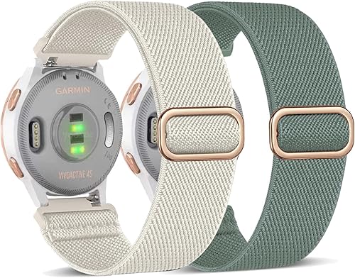 Paquete de 2 correas elásticas de nailon de 0.709 in compatibles con Garmin Vivoactive 4SVenu 2S Venu 3S  Vivomove 3SForerunner 265S255S255S Music,