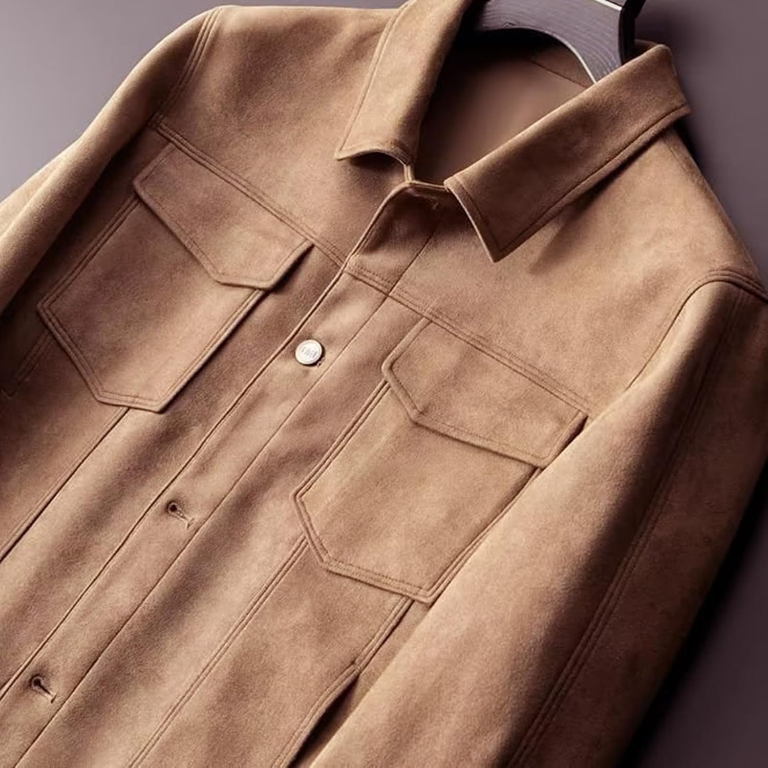 Men's Vintage Lapel Jackets Business Casual Workwear Fall Stylish Button Down Long Sleeve Cargo Coats with Packet