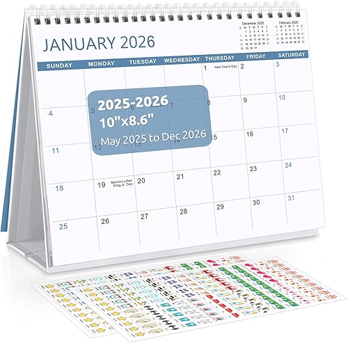 Miniatura 16 de SKYDUE Calendario de escritorio 2026, calendario de escritorio pequeño de 18 meses 2026-2027, enero de 2026 a junio de 2027, calendario de Negro