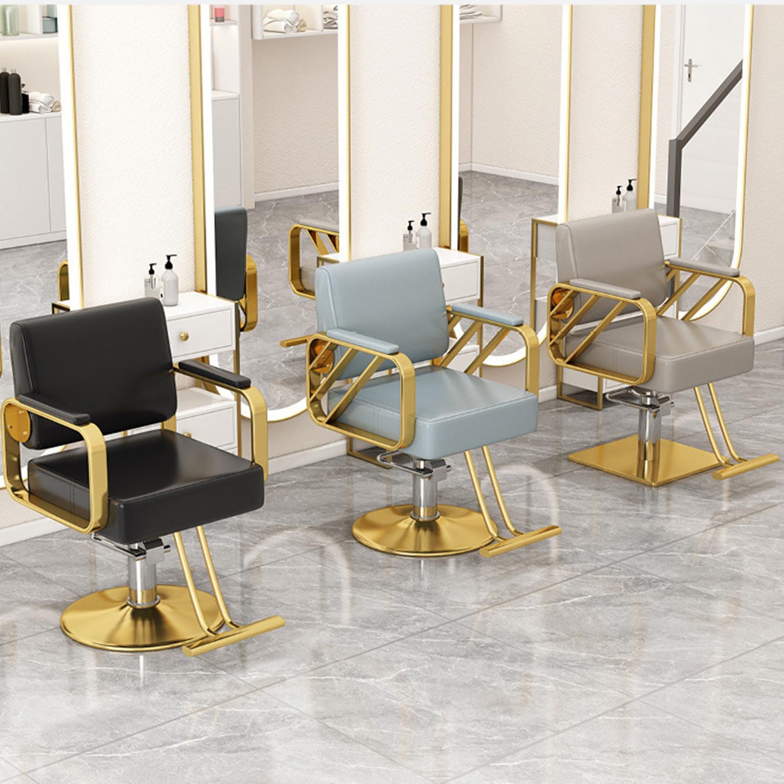 Fotel fryzjerski Fotel fryzjerski z wytrzymałą pompą hydrauliczną, salon fryzjerski, tatuaż, warkocz, sprzęt do pielęgnacji włosów,Beige,A