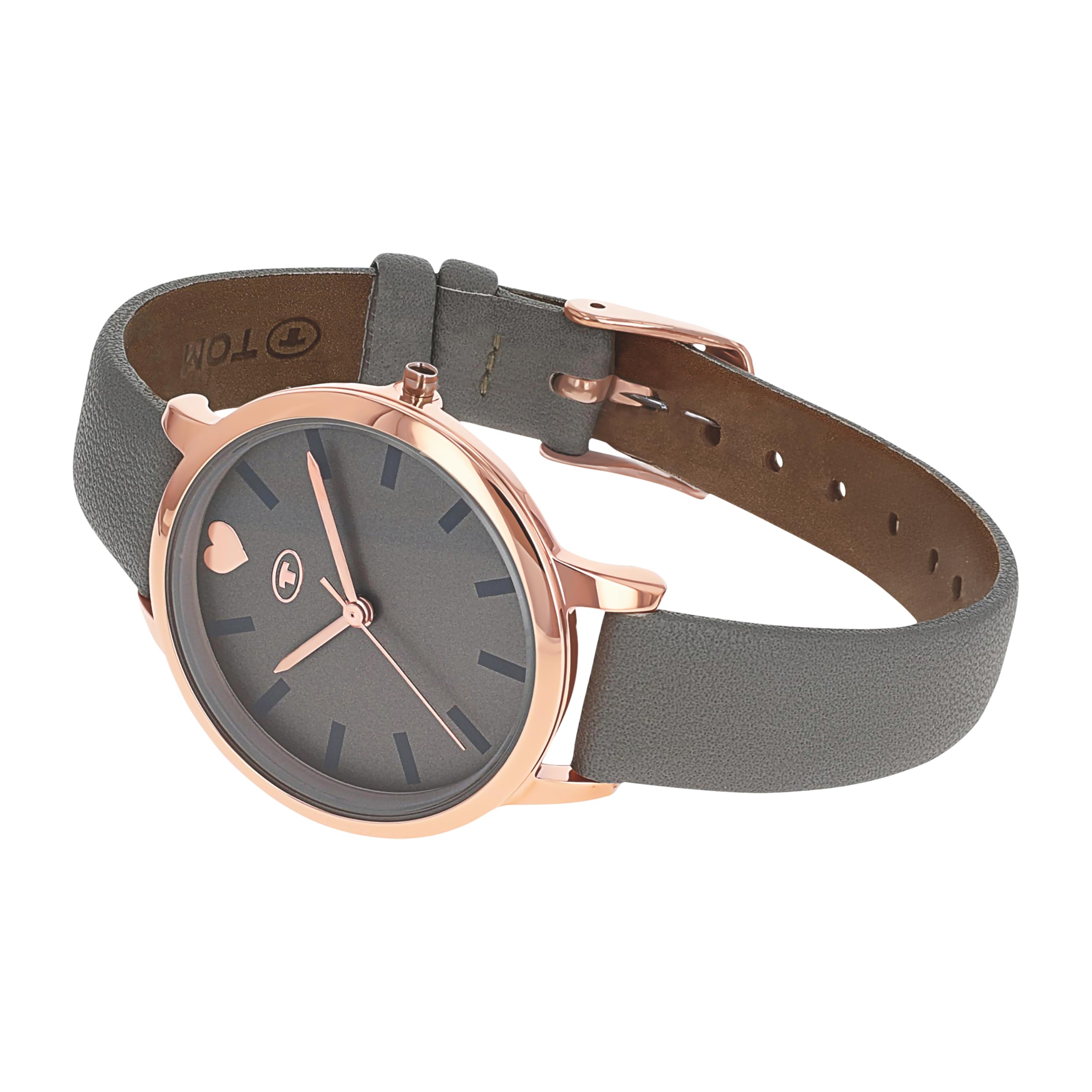 TOM TAILOR - Mädchen Quarz Armbanduhr - Alloy Gehäuse - Kunstleder Armband - Wasserdicht 3 Bar - Herz Design