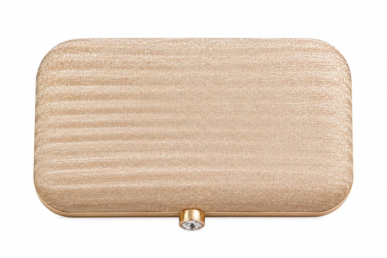 Champagne Gold Hard Case Clutch with Crystal Clasp-image-47