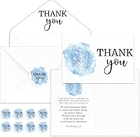 Vista 15 de Fumete Juego de 50 tarjetas de agradecimiento funerarias con sobres y calcomanías, tarjetas de agradecimiento de condolencias con mensaje