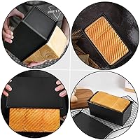 Vista 4 de YARDWE Pan para hornear pan, 2 piezas, molde para pan Pullman, molde para pan con tapa, caja de tostadas corrugadas antiadherentes para horno, pan