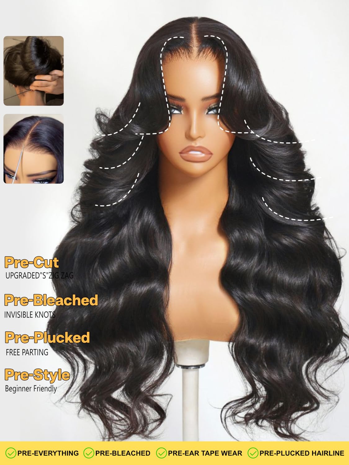Sunber 13x4 Pre-Everything Wig With Loose Wave Face-Framing Layers And Side-Swept Bangs With Drawstring 180% Density 16Inch