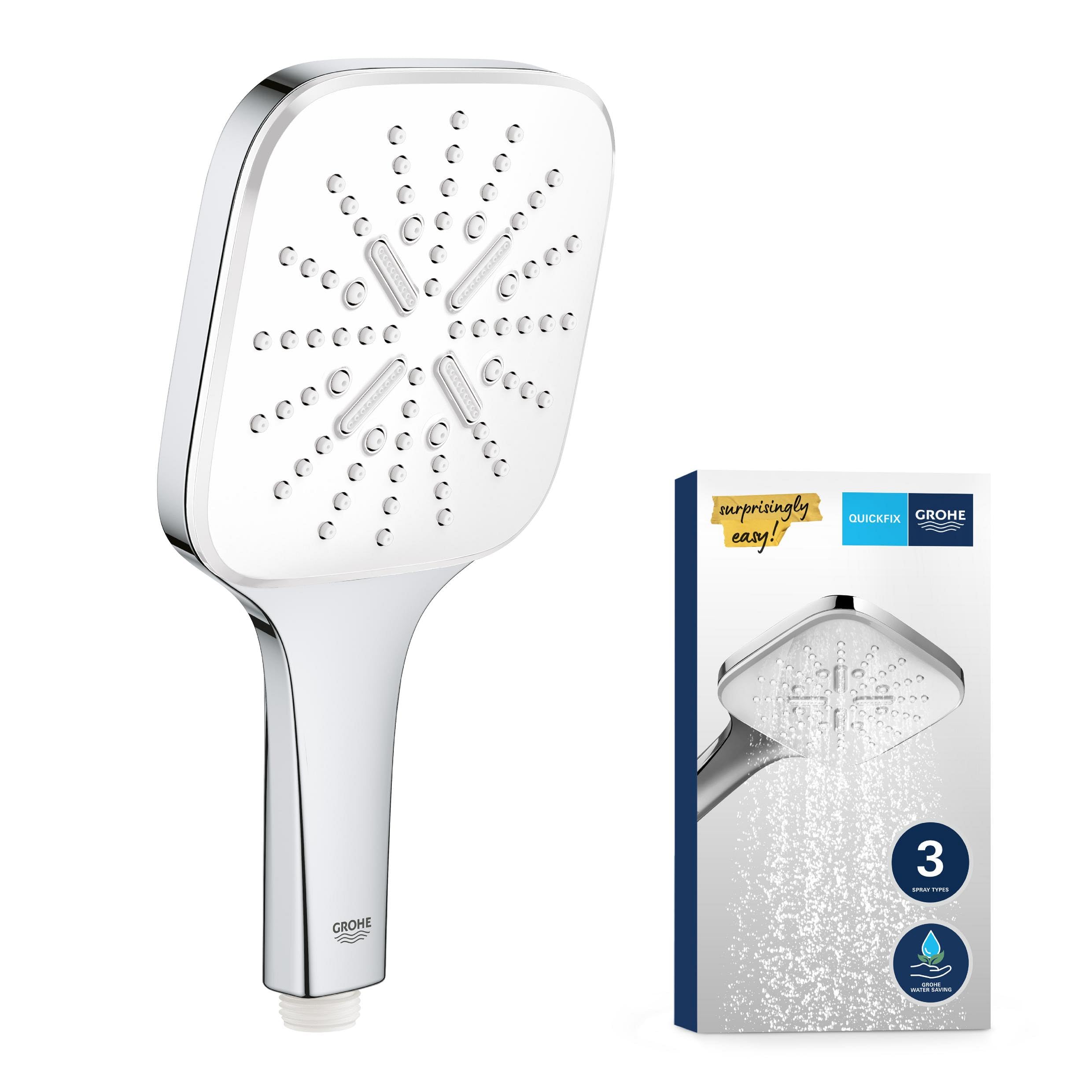 GROHE Vitalio 130 SmartActive Cube Hand Shower 13cm Push Button 3 Spray New