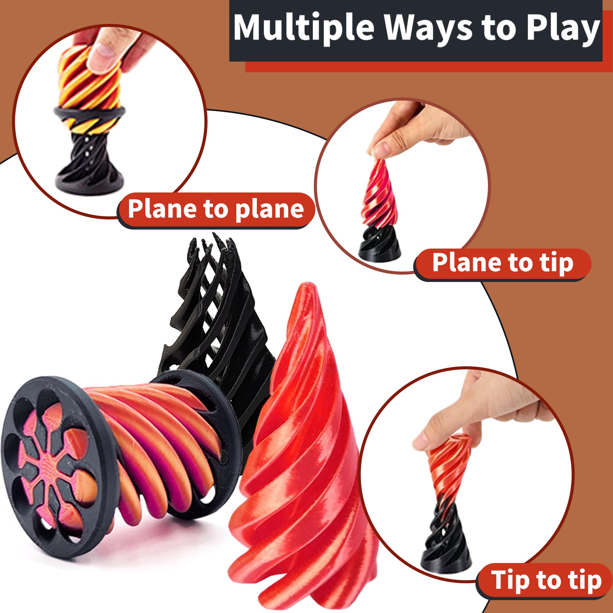 Chennyfun – Set De 3 Jouets Anti-stress En Spirale – Cône, Pyramide, Cylindre – Impression 3D – Décor De Bureau – Cadeau