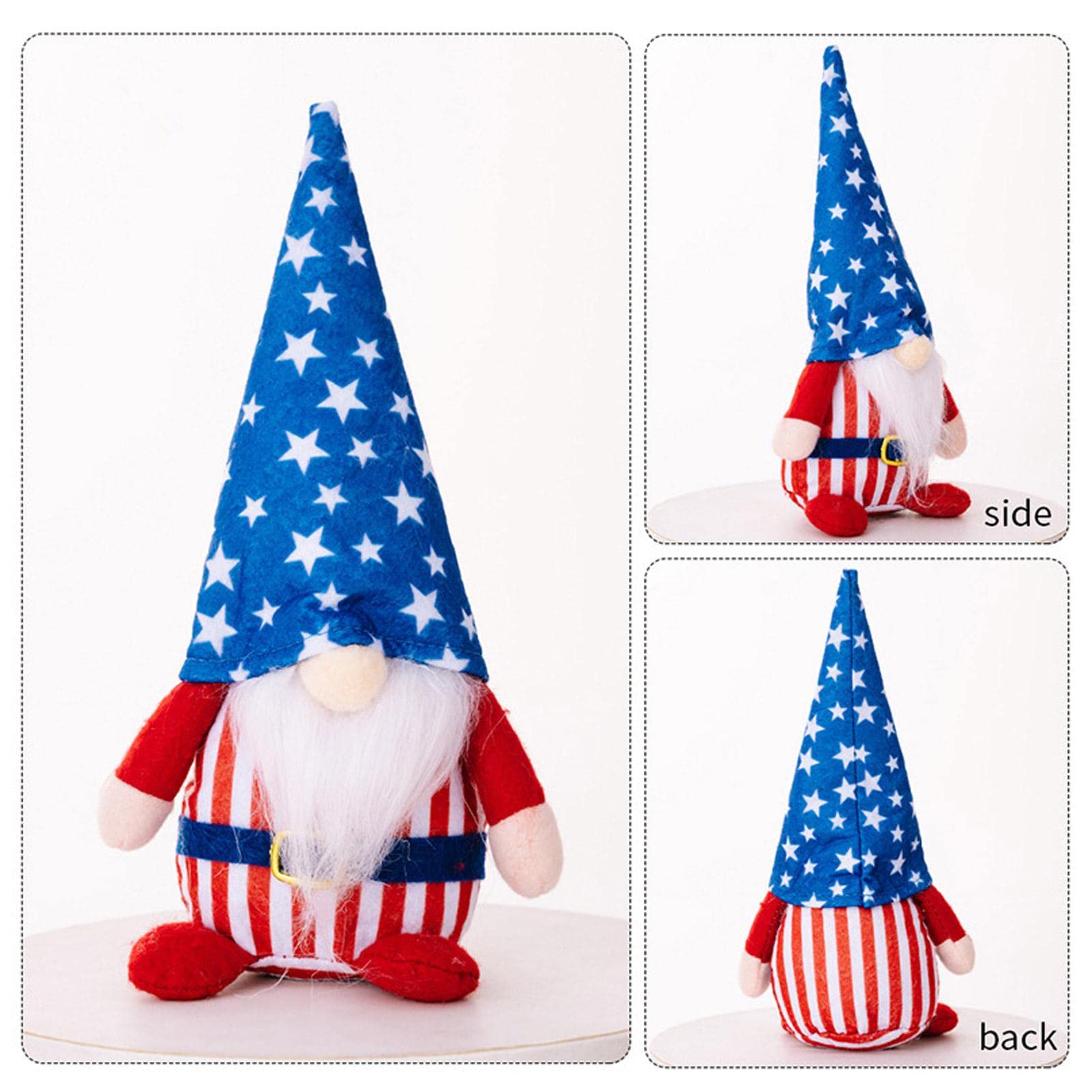 3 Stück 4. Juli Dekoration – Patriotische Plüsch-Zwerge Für Haus & Büro, Rot-weiß-blau
