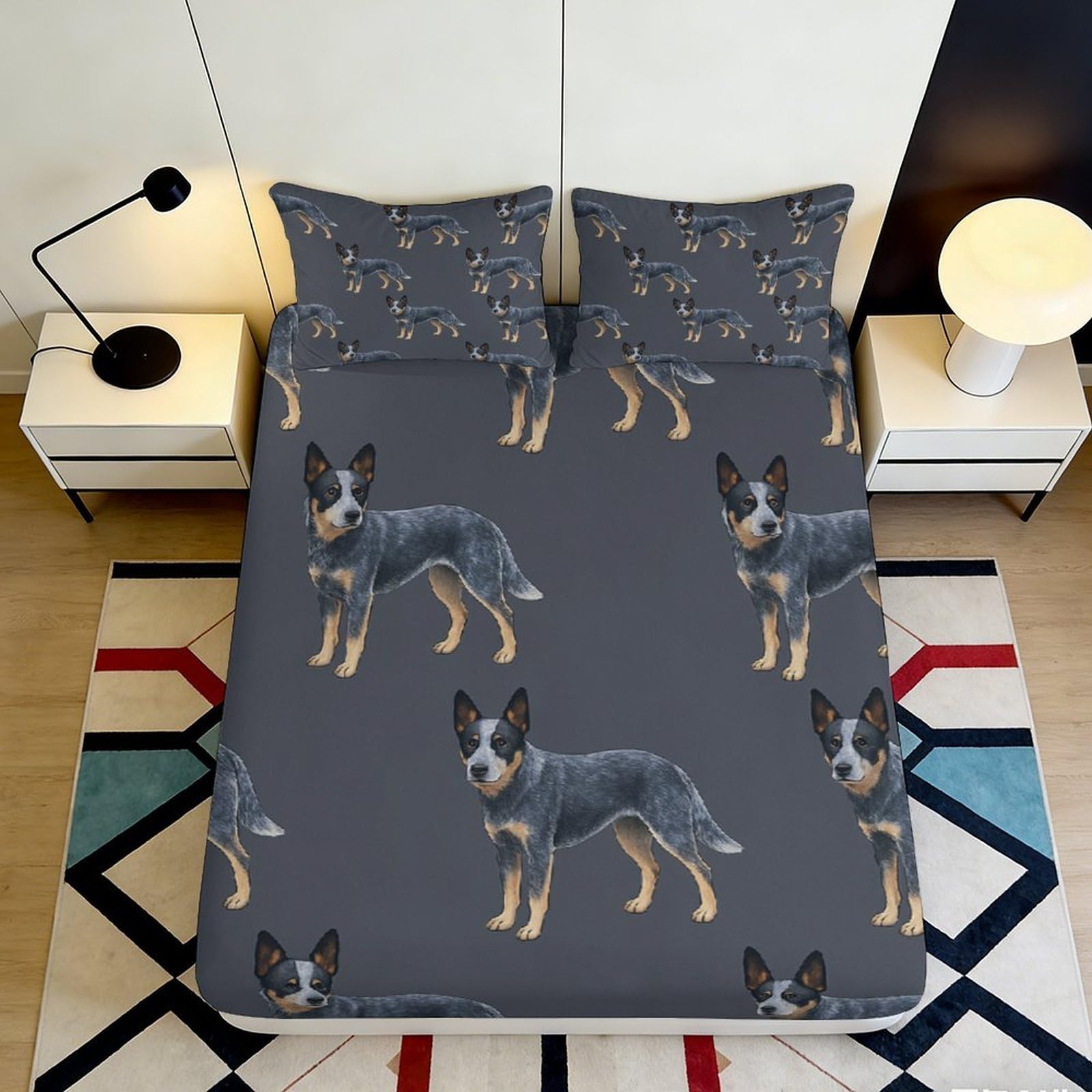 3D Printed Shepherd Dog Pattern Fitted Sheet Microfiber Non-Slip Deep Pocket Bedroom Bedding Full Wrap Shepherd Dog Mattress Fitted Cover for Adults Teens120 160x200x25cm
