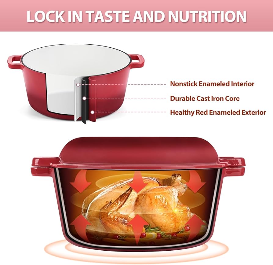 Amazon.co.jp: TeamFar 2イン1 エナメル鋳鉄ダッチオーブン 蓋付き Amazon.co.jp: TeamFar 2イン1 エナメル鋳鉄ダッチオーブン 蓋付き