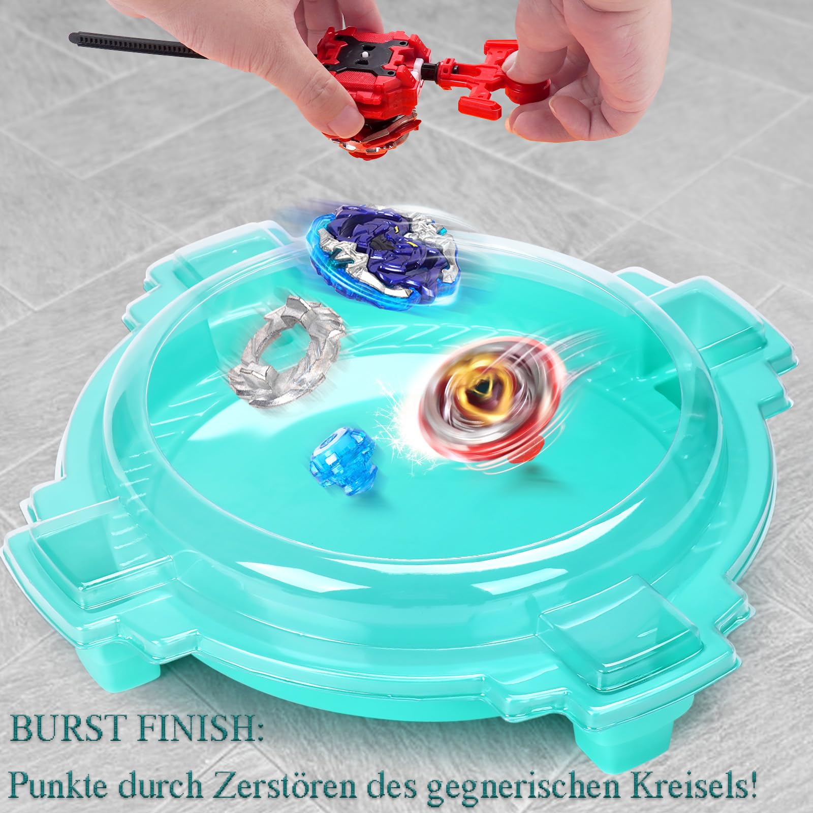 Burst Kreisel Arena Battle Set - 6 Kampfkreisel, 2 Launchers und Stadium, Battle Kampfarena für Kinder ab 6 Jahren, Kampfspielzeug für Jungen