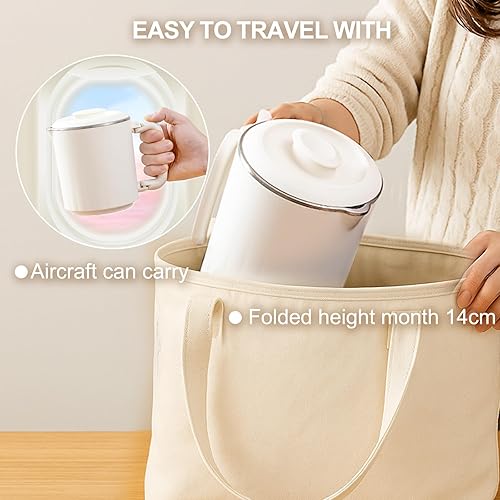 Miniatura 4 de Hervidor eléctrico plegable de viaje, tetera plegable portátil con 2 ajustes de temperatura, caldera de agua caliente de acero inoxidable